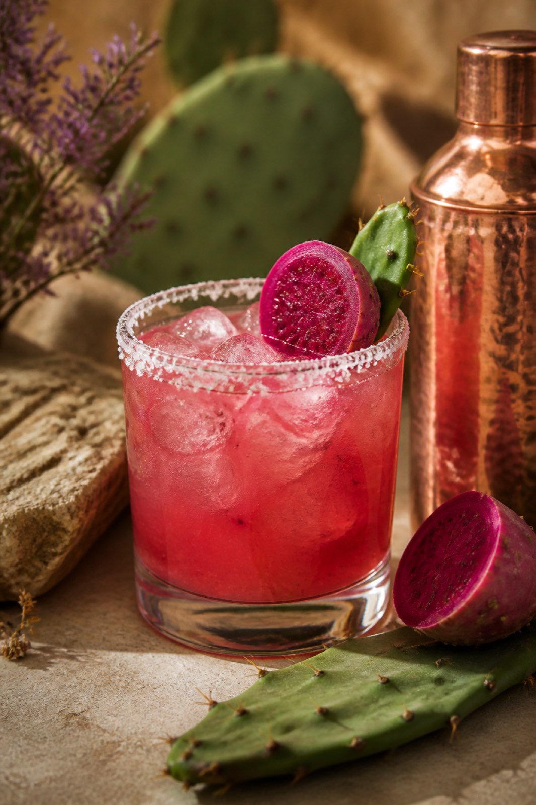 Prickly pear margarita prepared for a Sedona wedding
